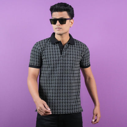 ALL OVER PRINTED POLO ( COLLAR) CASUAL T - SHIRT