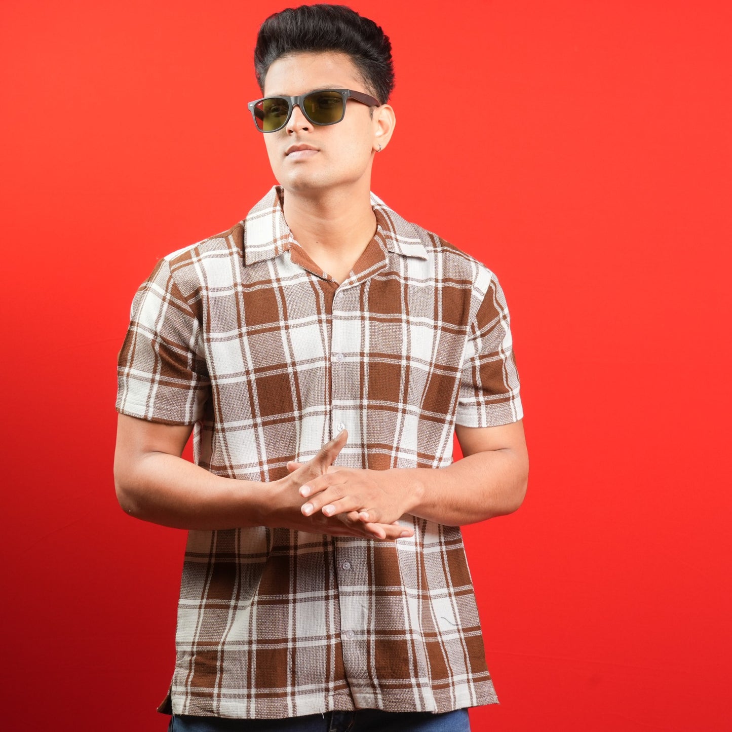 CASUAL COTTON CHECKS HALF SLEEVES SHIRT