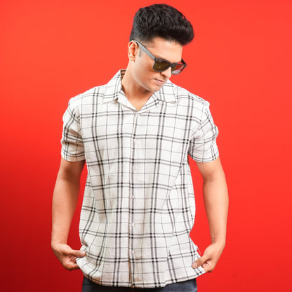 CASUAL COTTON CHECKS HALF SLEEVES SHIRT