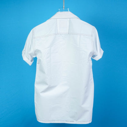 MEN'S DOUBLE POCKET HALF SLEEVES REGULAR FIT COTTON WHITE SHIRT