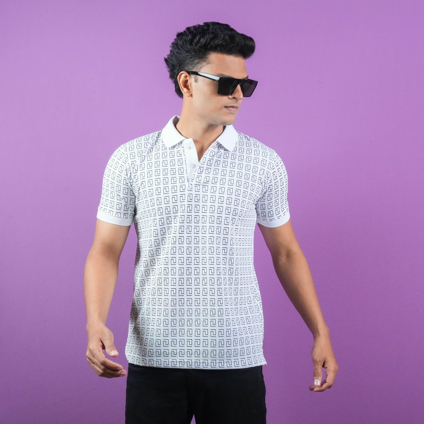 ALL OVER PRINTED POLO ( COLLAR) CASUAL T - SHIRT