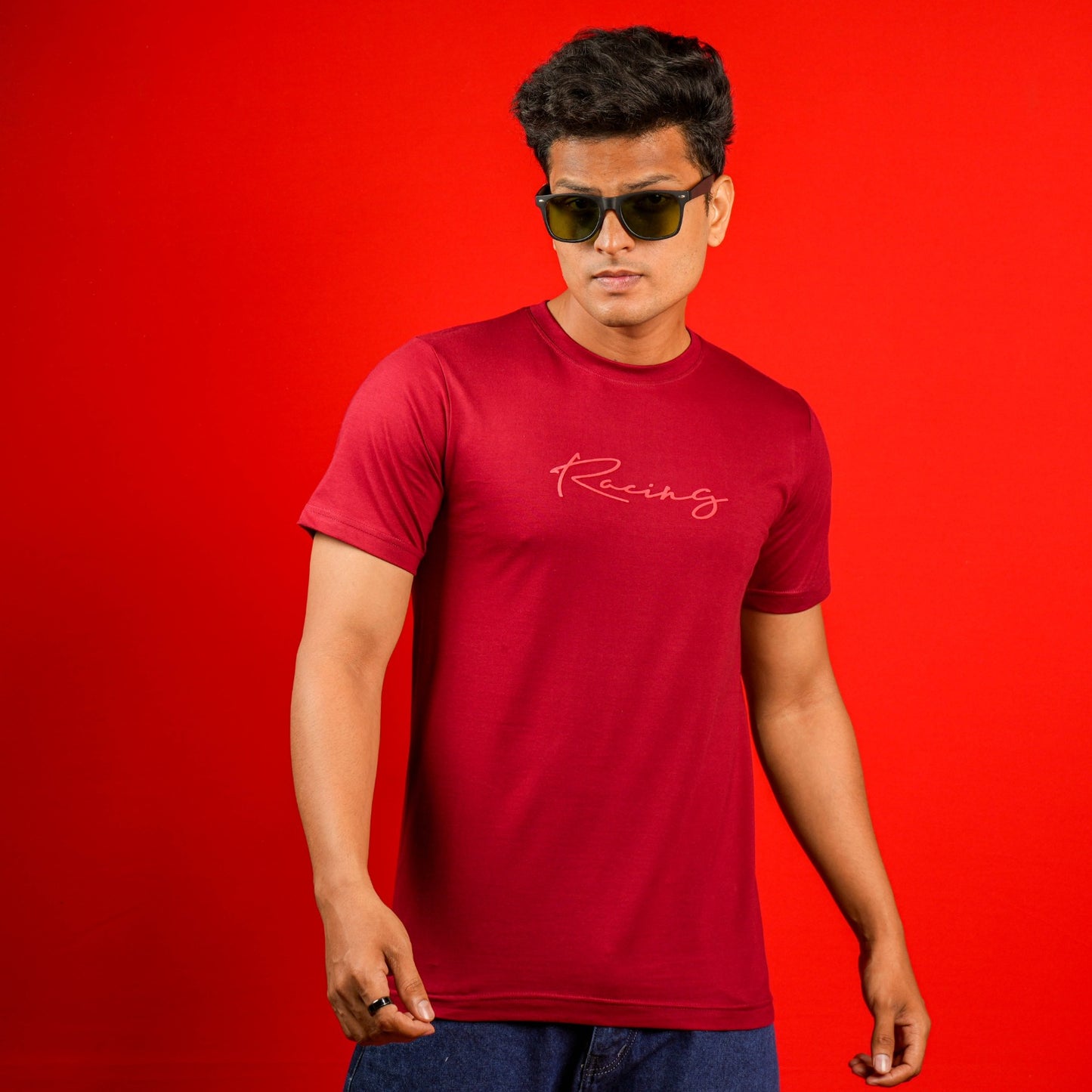 SLIM FIT CHEST PRINTED CASUAL T -SHIRT