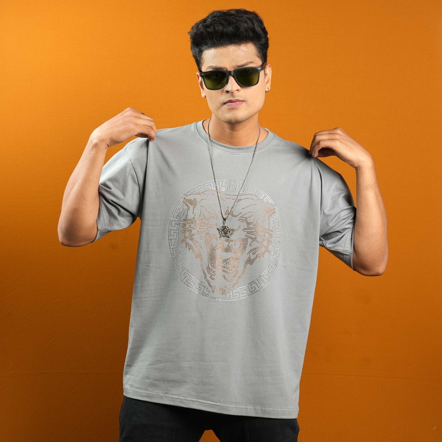 Oversized  Front & Back Printed Casual T - Shirt  For Men