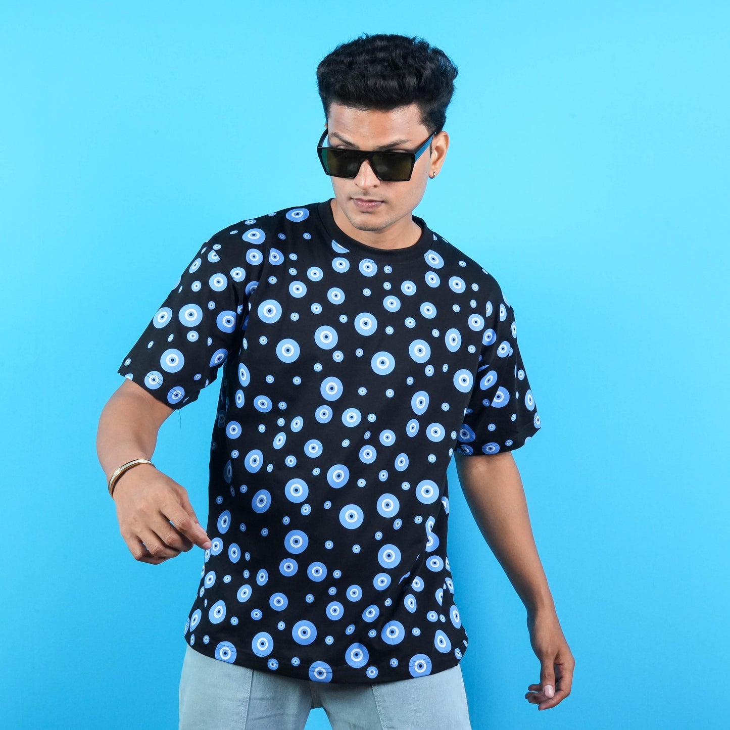 ALL OVER PRINTED COTTON CASUAL T - SHIRT FOR MAN