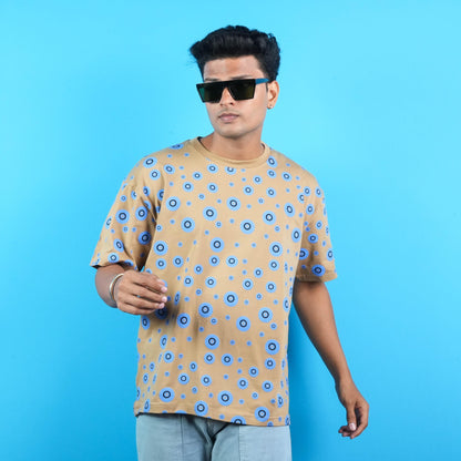 ALL OVER PRINTED COTTON CASUAL T - SHIRT FOR MAN