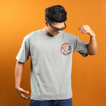 Oversized Casual Chest & Back Printed T - Shirt For Mens