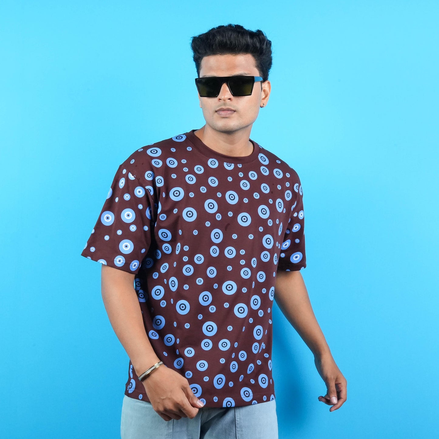 ALL OVER PRINTED COTTON CASUAL T - SHIRT FOR MAN