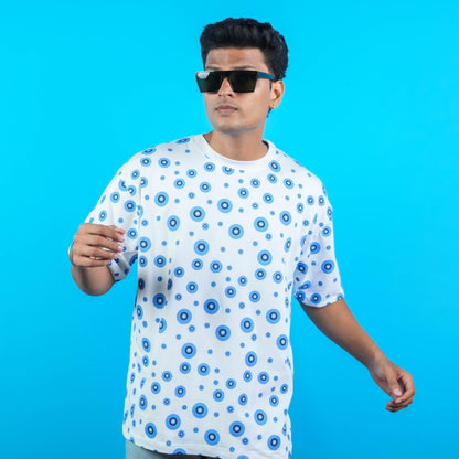 ALL OVER PRINTED COTTON CASUAL T - SHIRT FOR MAN