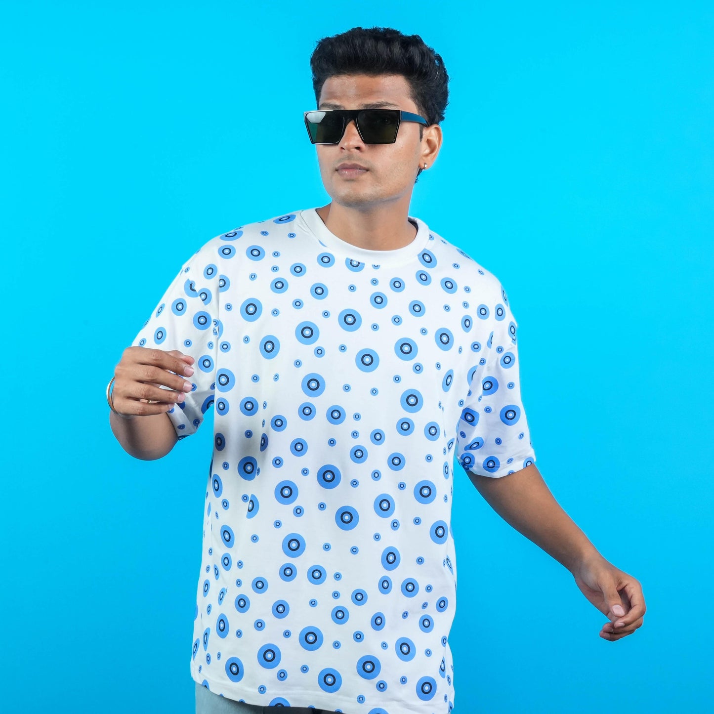 ALL OVER PRINTED COTTON CASUAL T - SHIRT FOR MAN