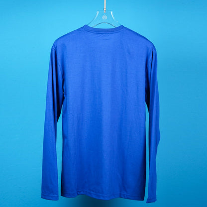 MEN'S PLAIN ROUND NECK FULL SLEEVES REGULAR FIT COTTON ROYAL BLUE T - SHIRT