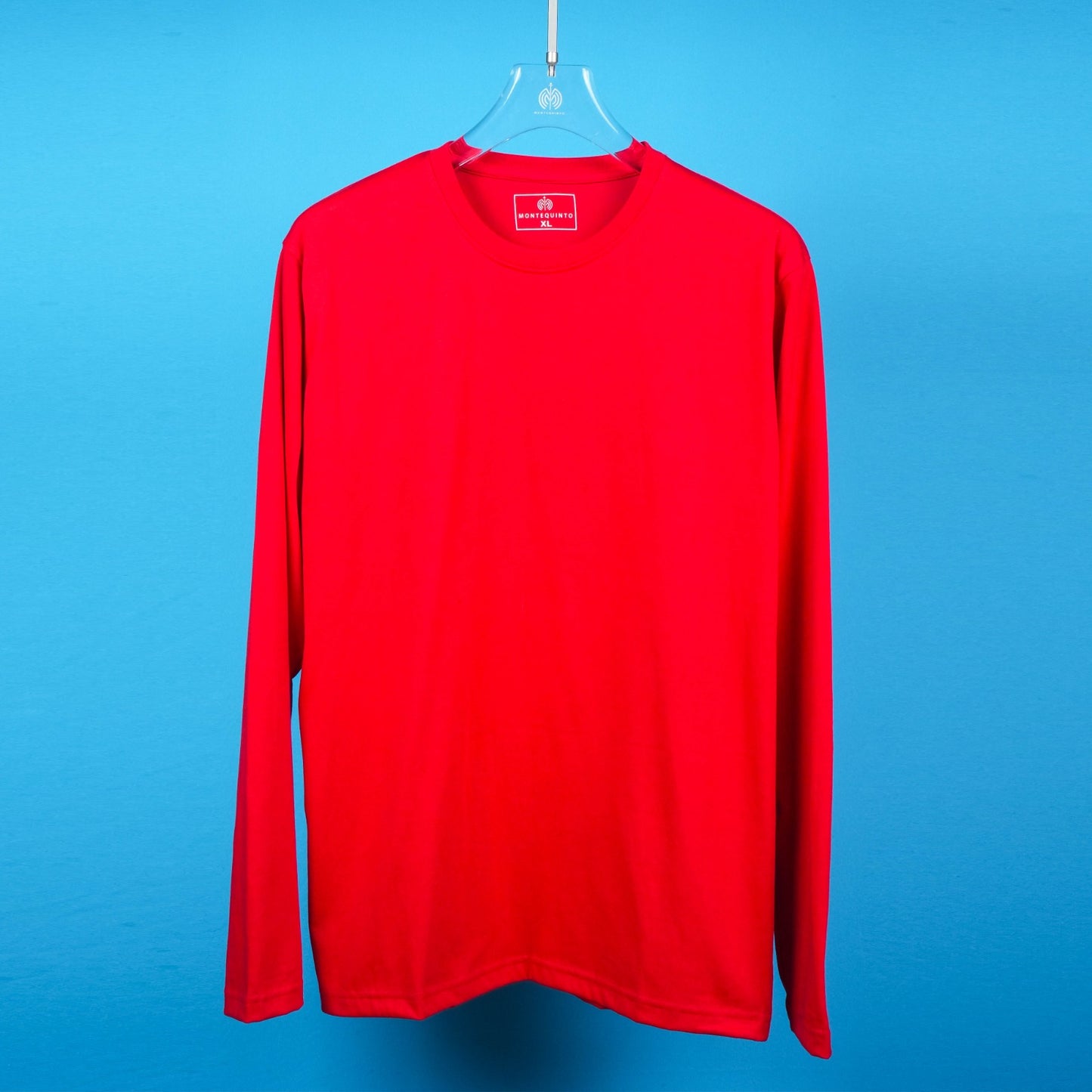 MEN'S PLAIN ROUND NECK FULL SLEEVES REGULAR FIT COTTON RED T - SHIRT