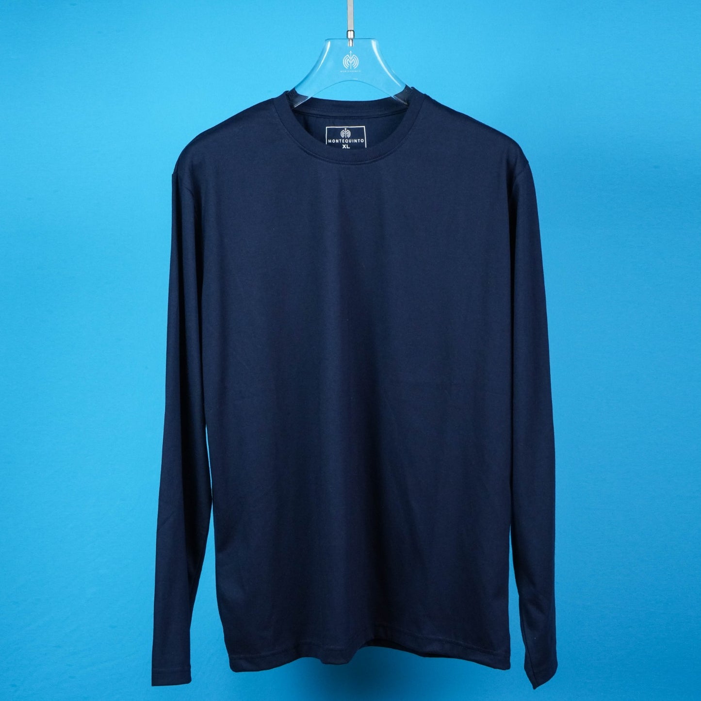 MEN'S PLAIN ROUND NECK FULL SLEEVES REGULAR FIT COTTON NAVY BLUE T - SHIRT