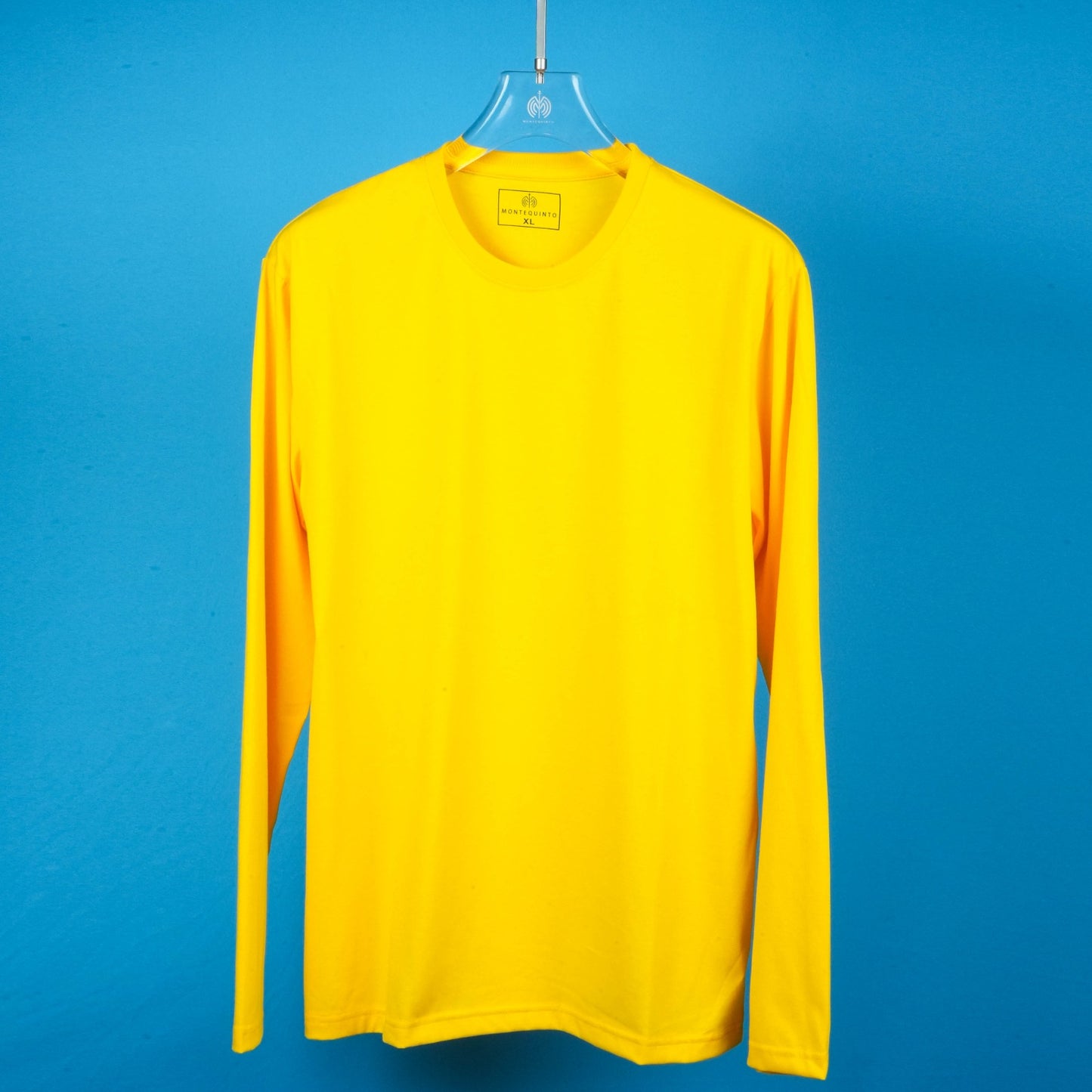 MEN'S PLAIN ROUND NECK FULL SLEEVES REGULAR FIT COTTON YELLOW T - SHIRT