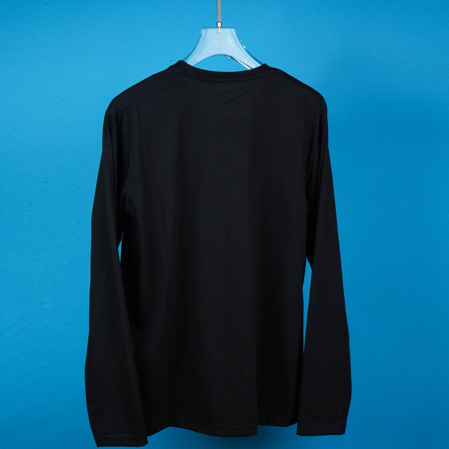 MEN'S PLAIN ROUND NECK FULL SLEEVES REGULAR FIT COTTON BLACK T - SHIRT