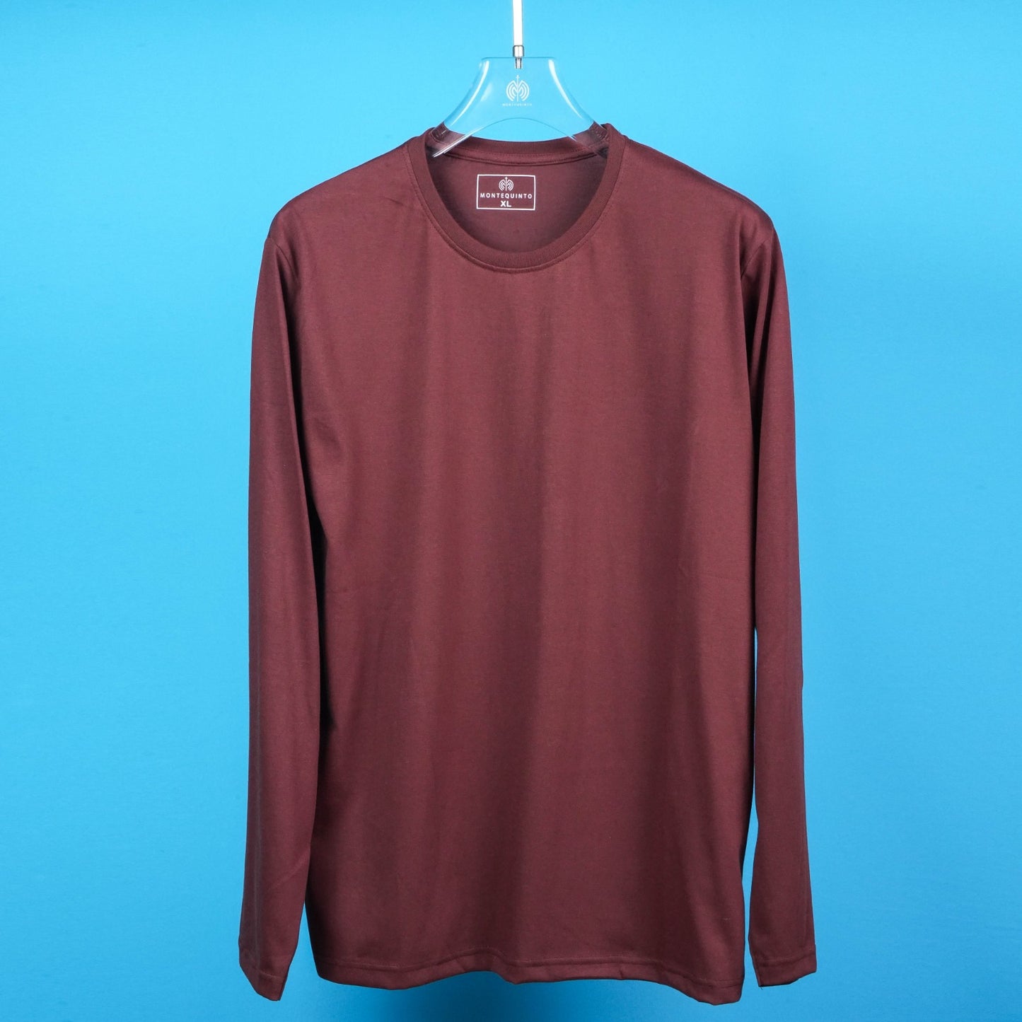 MEN'S PLAIN ROUND NECK FULL SLEEVES REGULAR FIT COTTON BROWN T - SHIRT