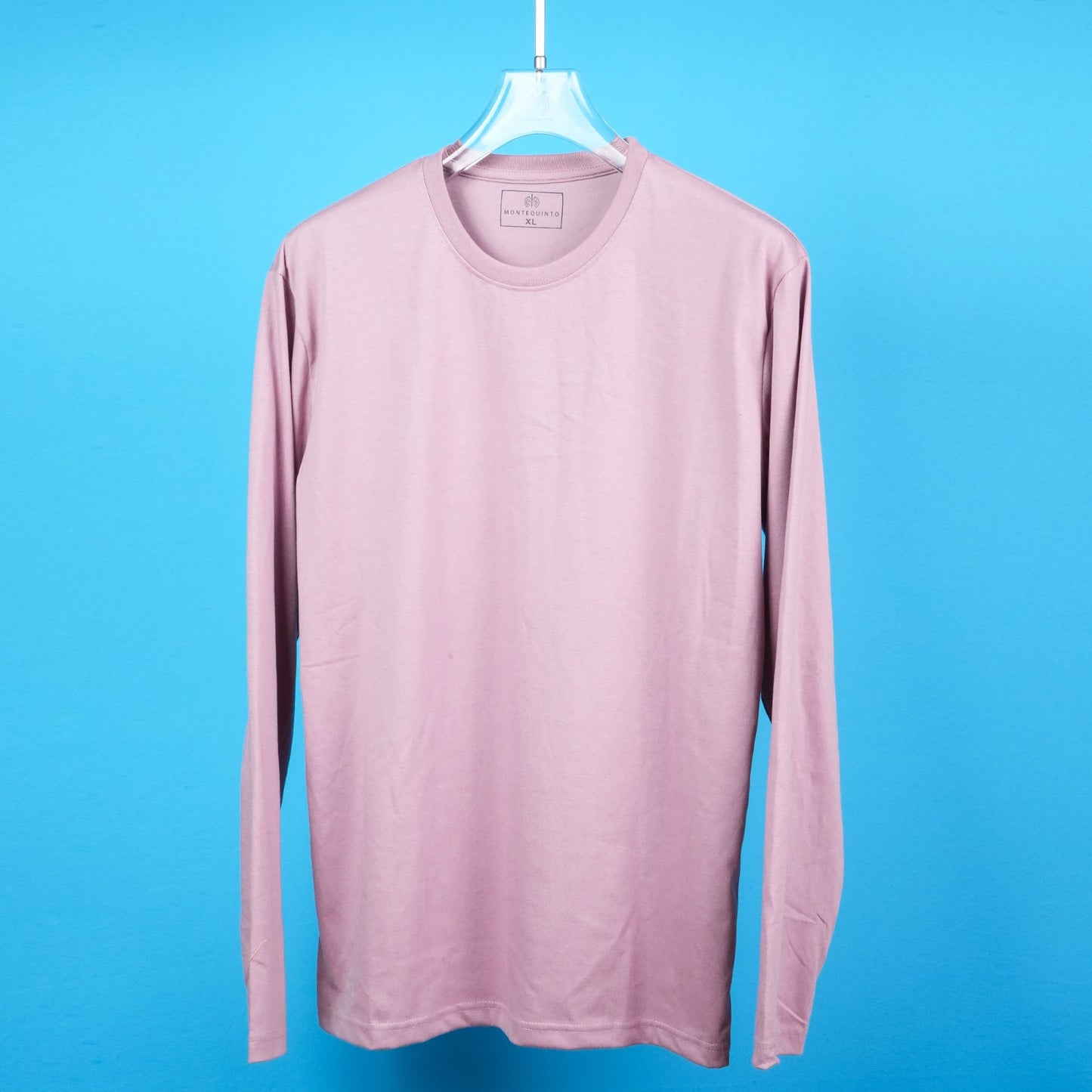 MEN'S PLAIN ROUND NECK FULL SLEEVES REGULAR FIT COTTON PINK T - SHIRT