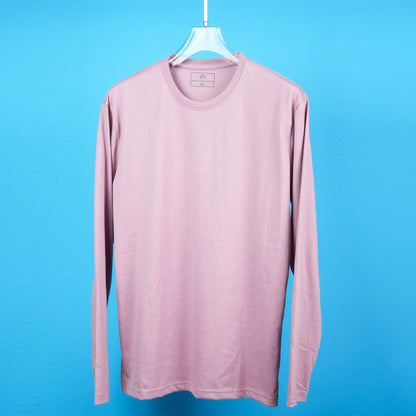 MEN'S PLAIN ROUND NECK FULL SLEEVES REGULAR FIT COTTON PINK T - SHIRT