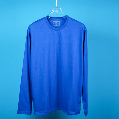 MEN'S PLAIN ROUND NECK FULL SLEEVES REGULAR FIT COTTON ROYAL BLUE T - SHIRT