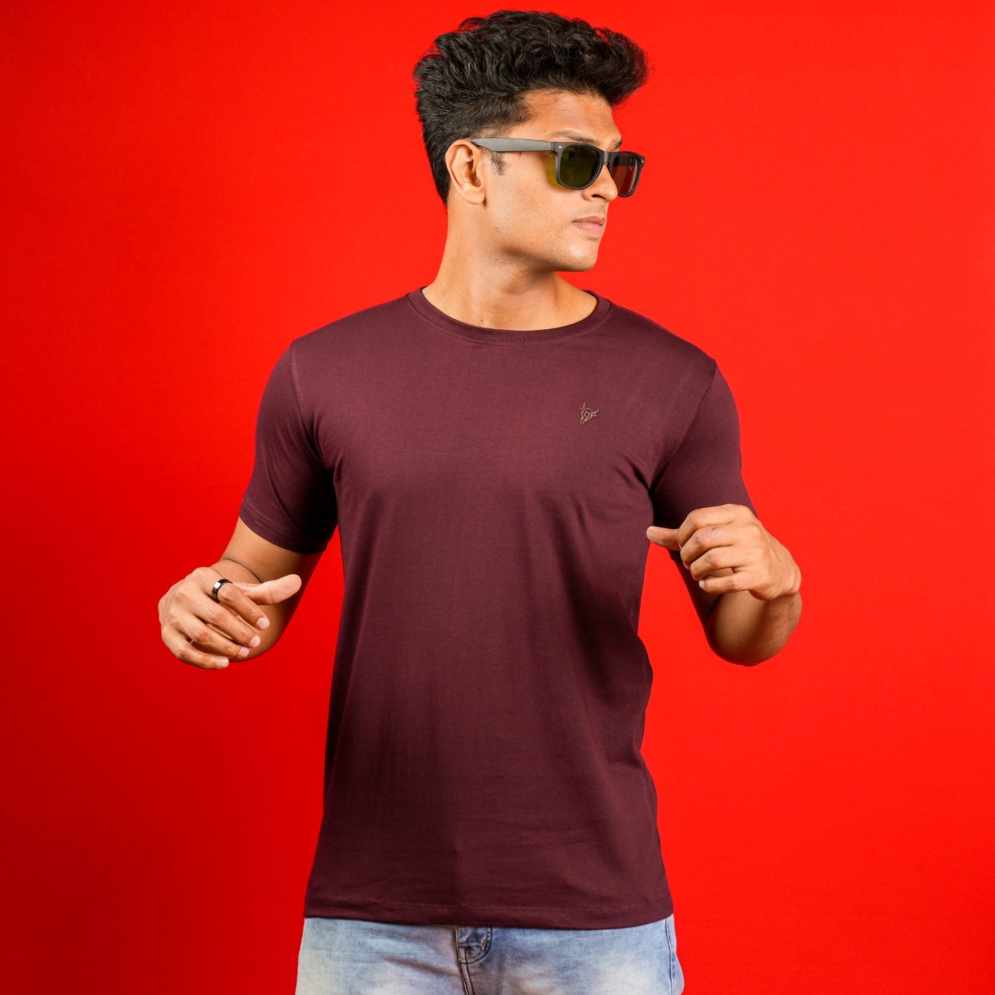 SLIM FIT PLAIN CASUAL ROUND NECK T - SHIRT