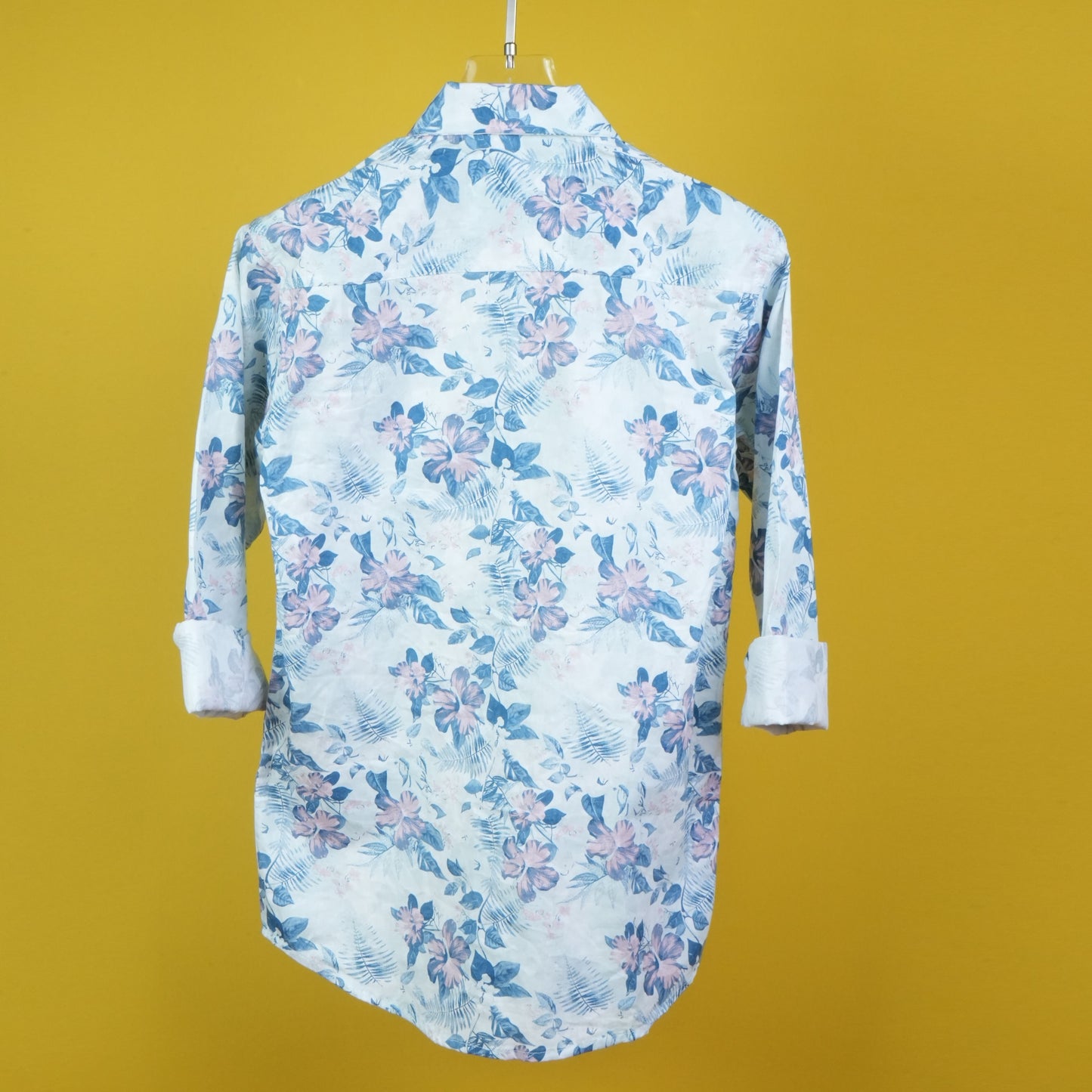 MEN'S ALL OVER PINK FLORAL PRINTED REGULAR FIT COTTON SHIRT