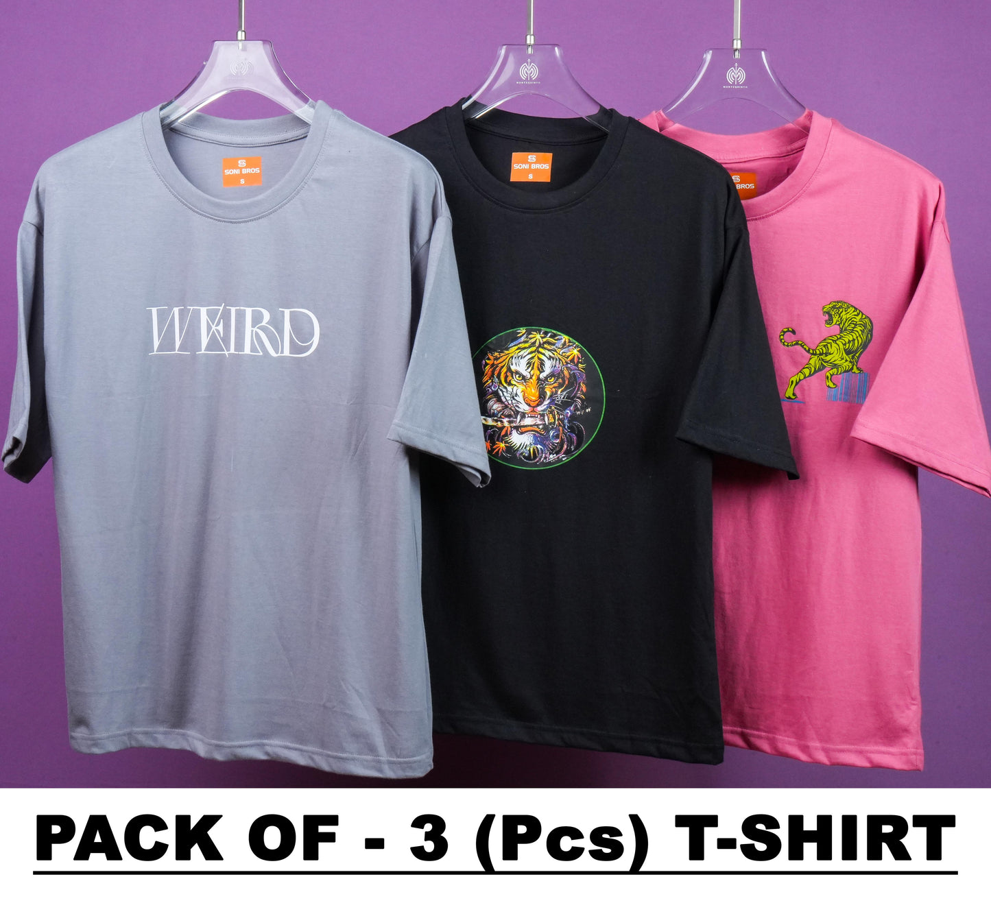 MEN COMBOS PACK OF FRONT & BACK PRINT ROUND NECK T-SHIRT (PICK ANY 3PCS)