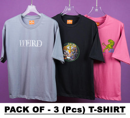 MEN COMBOS PACK OF FRONT & BACK PRINT ROUND NECK T-SHIRT (PICK ANY 3PCS)