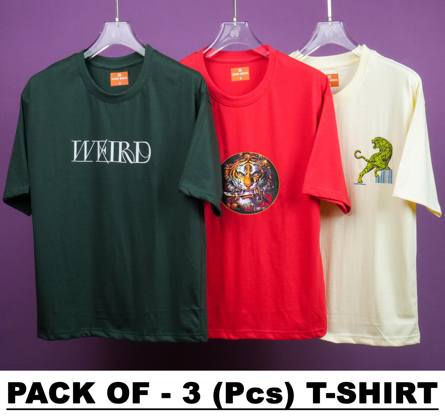 MEN COMBOS PACK OF FRONT & BACK PRINT ROUND NECK T-SHIRT (PICK ANY 3PCS)