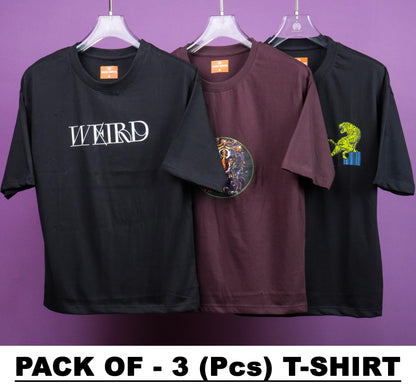 MEN COMBOS PACK OF FRONT & BACK PRINT ROUND NECK T-SHIRT (PICK ANY 3PCS)