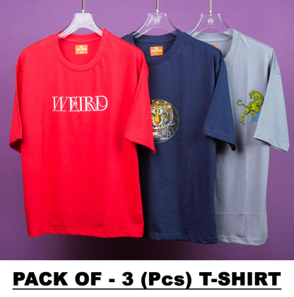 MEN COMBOS PACK OF FRONT & BACK PRINT ROUND NECK T-SHIRT (PICK ANY 3PCS)