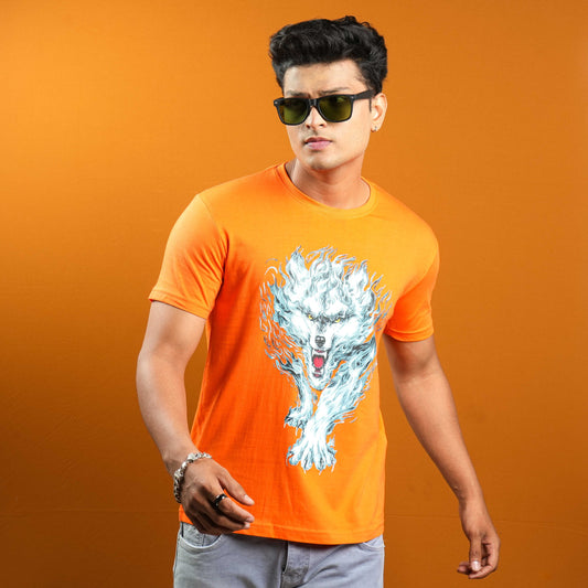 REGULAR FIT CHEST PRINTED  CASUAL T - SHIRT