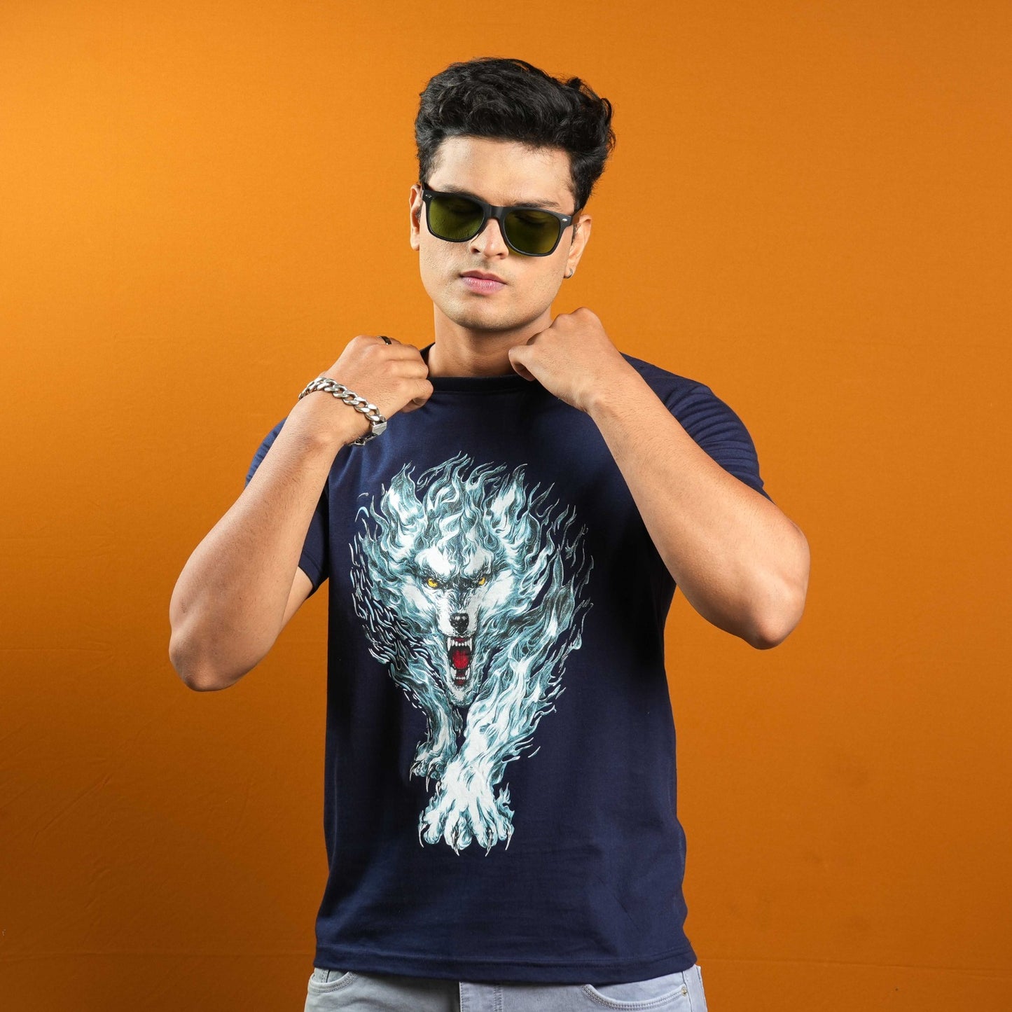 REGULAR FIT CHEST PRINTED  CASUAL T - SHIRT