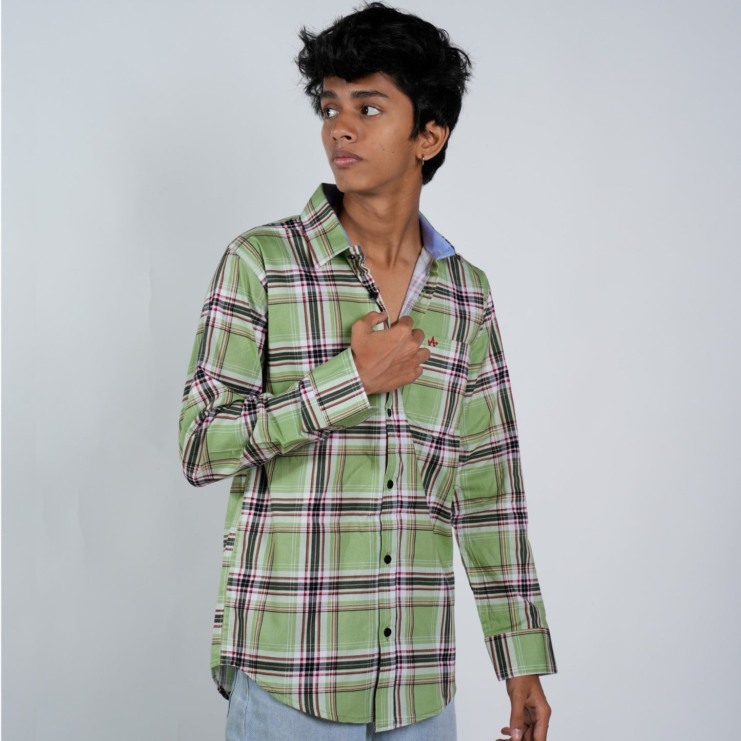 Emerald Elegance: Sonibros Green Checkered Shirt