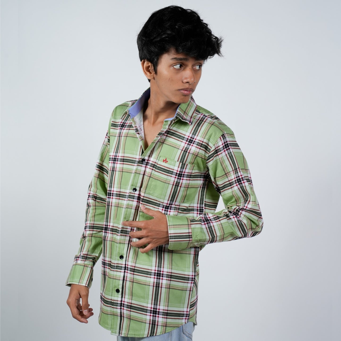 Emerald Elegance: Sonibros Green Checkered Shirt