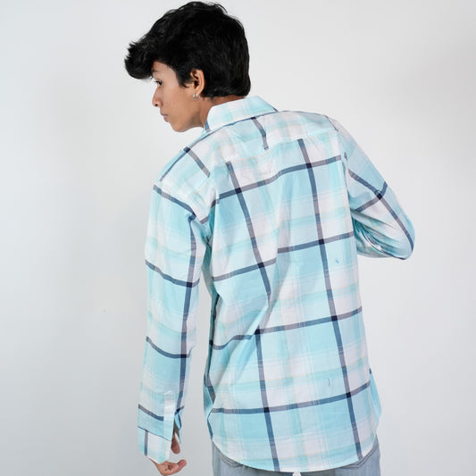 SONIBROS Chic Comfort: LITE BLUE Casual Check Shirt for Effortless Style