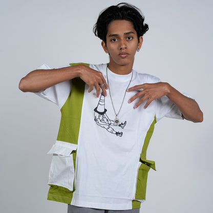 SONIBROS "Effortless Cool: Oversize Pocket Lite Green Design T-Shirt for Casual Chic Comfort"