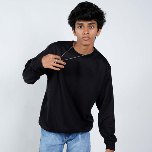 SONIBROS Essential Black Sweatshirt - Classic Pullover for Everyday Comfort ( SIZE L )