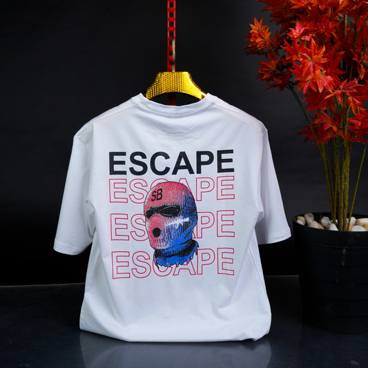 Whispering Escape: White Graphic Printed Tee ( AVAILABLE IN XL SIZE )