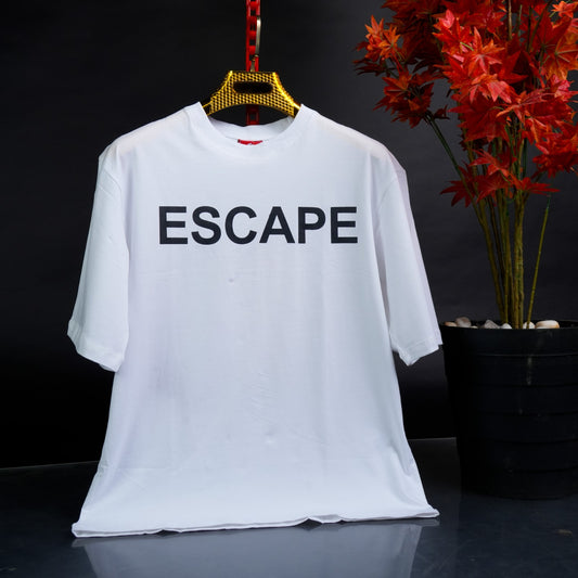 Whispering Escape: White Graphic Printed Tee ( AVAILABLE IN XL SIZE )