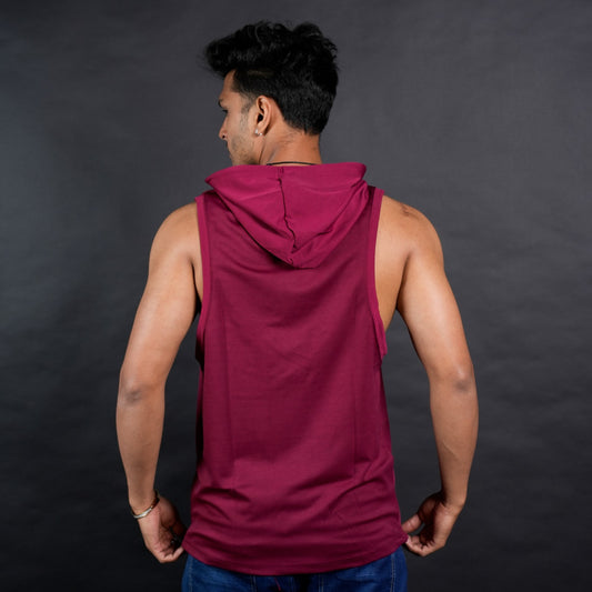 Maroon Marvel: Sleeveless Hoodie ( AVAILABLE IN  M, L , XL )
