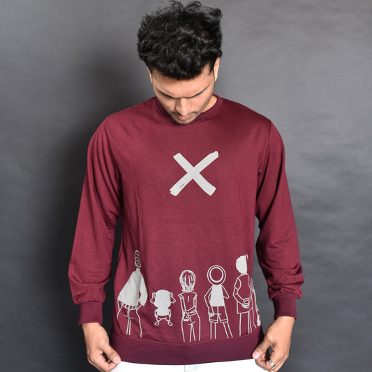 Maroon Marvel Full Sleeve T-Shirt with X Graphic Print ( AVAILABLE IN XL SIZE )