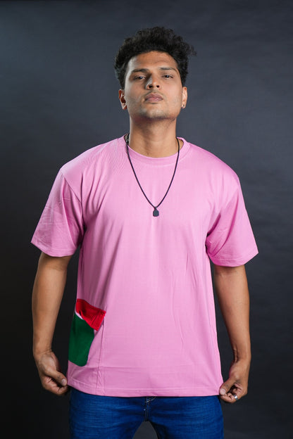 Rose Bliss: Pink Pocket Tee with Right Hand Lower Side Pocket ( AVAILABLE IN XL SIZE )