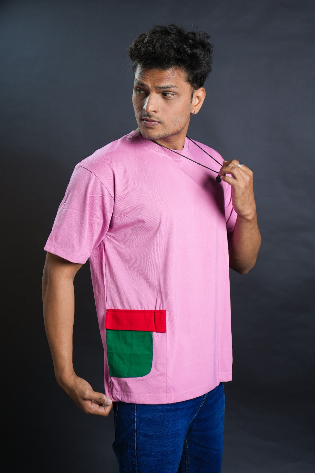 Rose Bliss: Pink Pocket Tee with Right Hand Lower Side Pocket ( AVAILABLE IN XL SIZE )