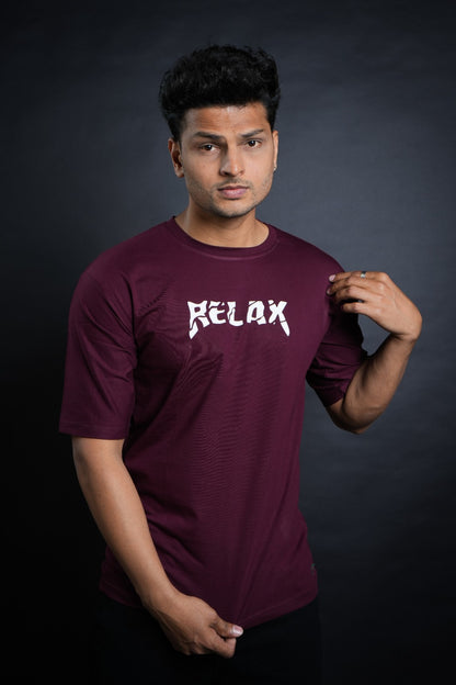 Maroon Chest and Back Printed T-Shirt