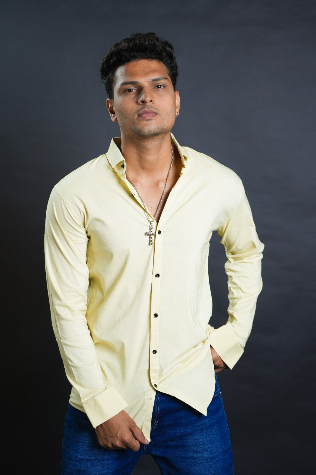 Sunny Yellow Regular Fit Shirt: Vibrant Style for Every Occasion ( AVAILABLE IN XL SIZE )