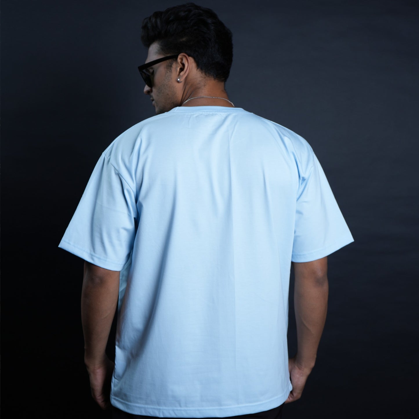 Sky Blue Serenity: Half Sleeve Plain T-Shirt ( AVAILABLE IN M SIZE )