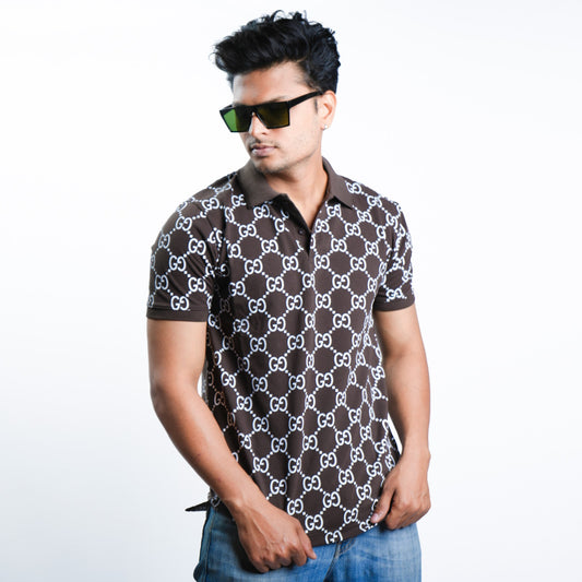 All Over Printed Collar T-Shirt