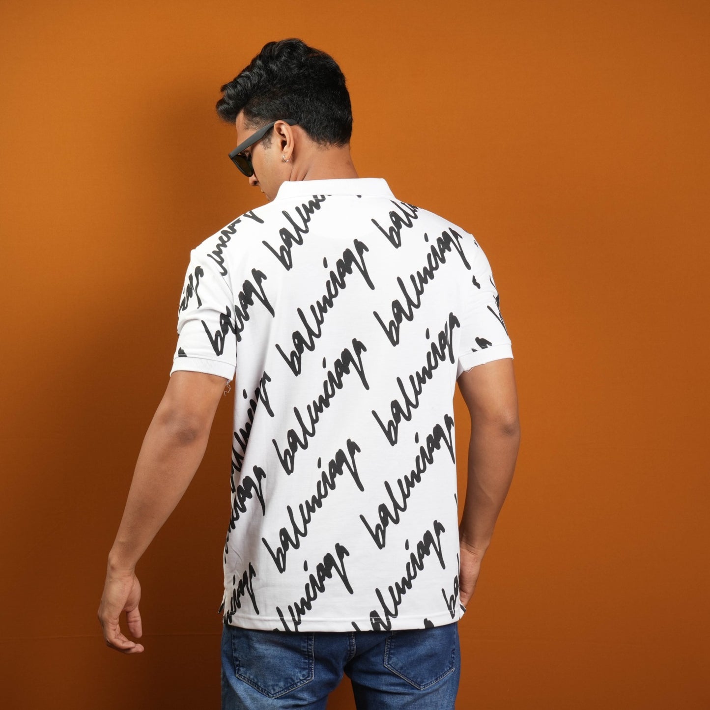 Visionary Collar Tee: Full Coverage Print for Standout Style