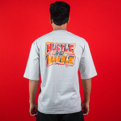 HUSTLE & HUMBLE MONKEY FRONT & BACK PRINT CASUAL COTTON T - SHIRT