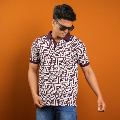 ALL OVER PRINTED MATTY POLO T  - SHIRT FOR MEN'S