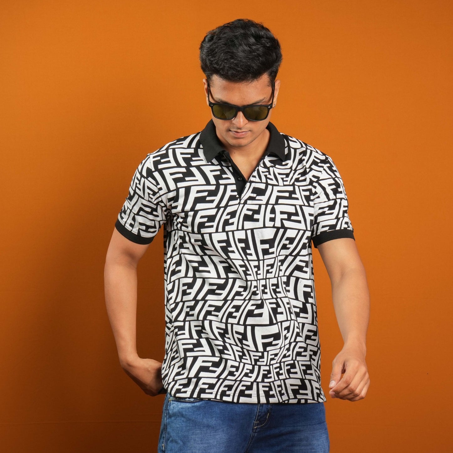 ALL OVER PRINTED MATTY POLO T  - SHIRT FOR MEN'S